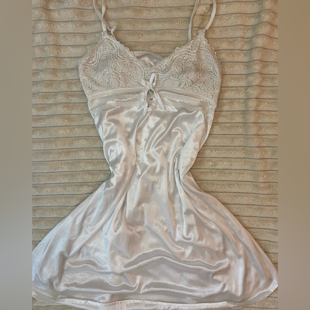 Y2k cream satin slip dress